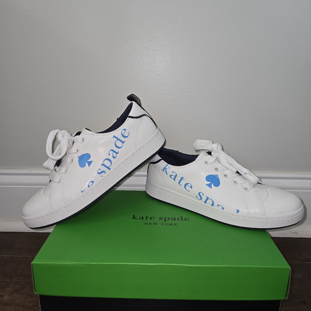 Kate Spade White and Blue Sneakers